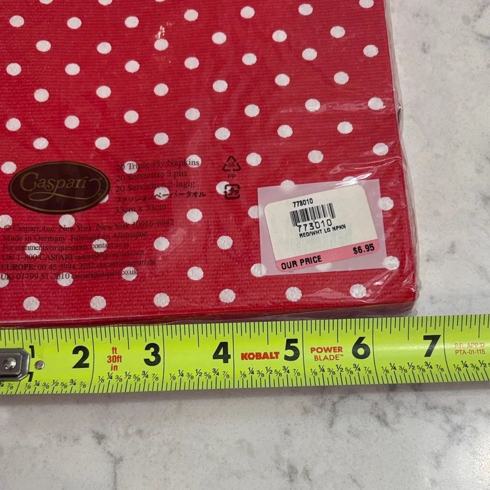Red Polka Dot dinner andCocktail Napkins - White Dots